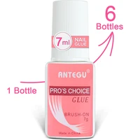 6 Bottles Super Strong Nail Glue For Nail Tips,Acrylic Nails and Press On Nails (7ml) Nail Bond Brush On Nail Glue For Press On 1