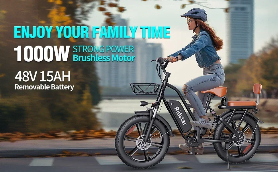 Ridstar FM-001 Electric Bicycle 1000W 48V 15AH Road City Ebike Adult 20 inch Fat Tire Beach Mountain Rear Seat Bicycle Sb86343c67ff3420590721bbbd9d82e39P