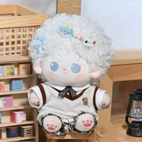 1 ensemble uniforme scolaire 20cm vêtements de poupée en coton short à carreaux tenue vêtements de poupée en coton gilet tricoté Mini vêtements de poupée en peluche 3