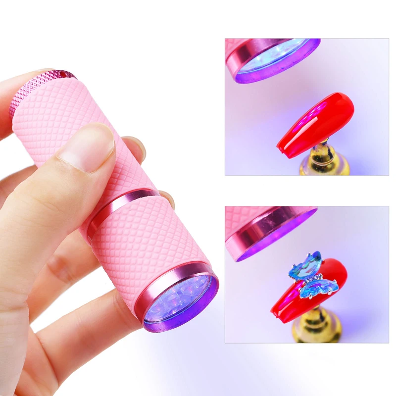 

Mini UV Fast Dry Nail Lamp Handheld Silicone Press UV Light Lamp Dryer for Nails Gel Manicure Drying Polish Quick Dry Flashlight