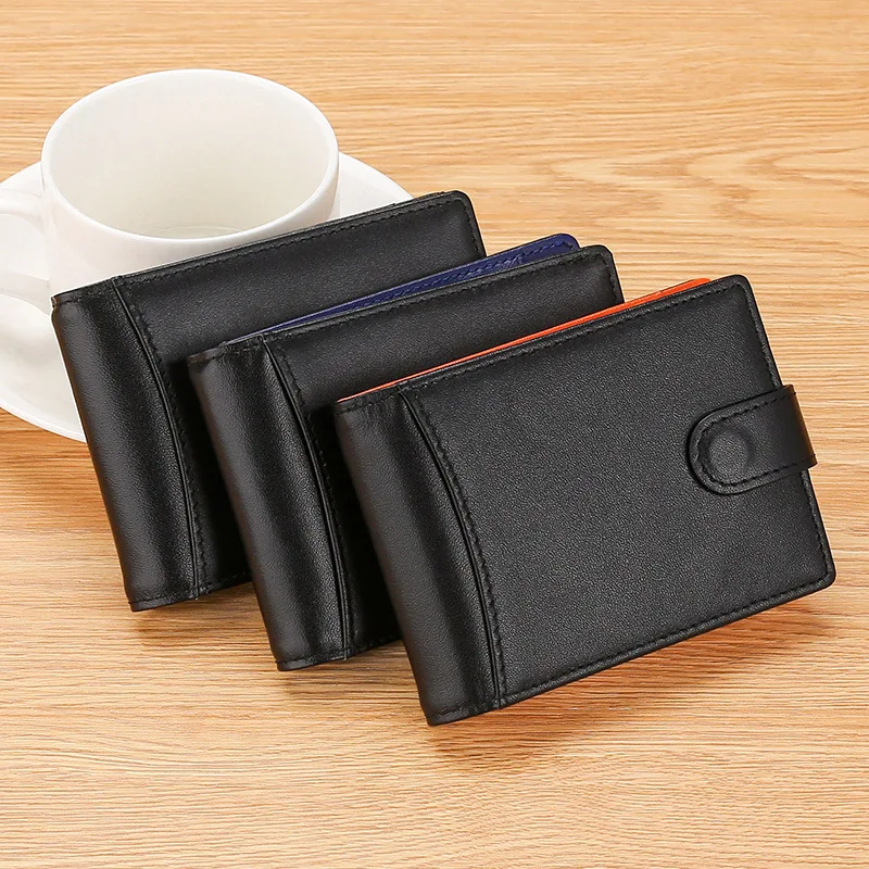 New style leather wallet men's short wallet 2023 new style leather credit card disconnect wallet