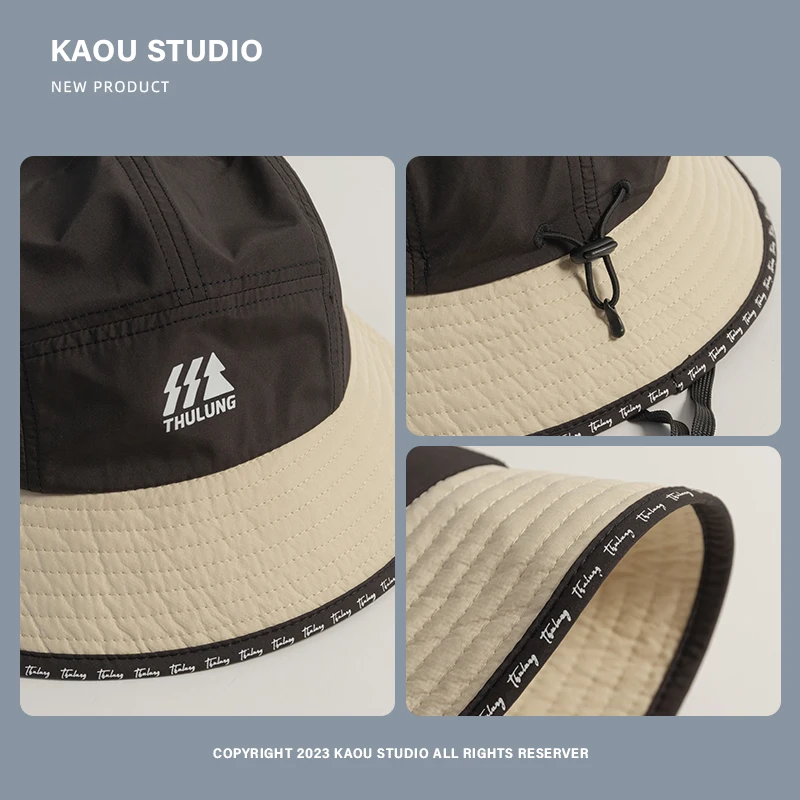 2024 coreano primavera e l'estate cappello da sole da donna all'aperto sottile ad asciugatura rapida tappo da bacino da uomo campeggio escursionismo con lacci secchio_voghion.com