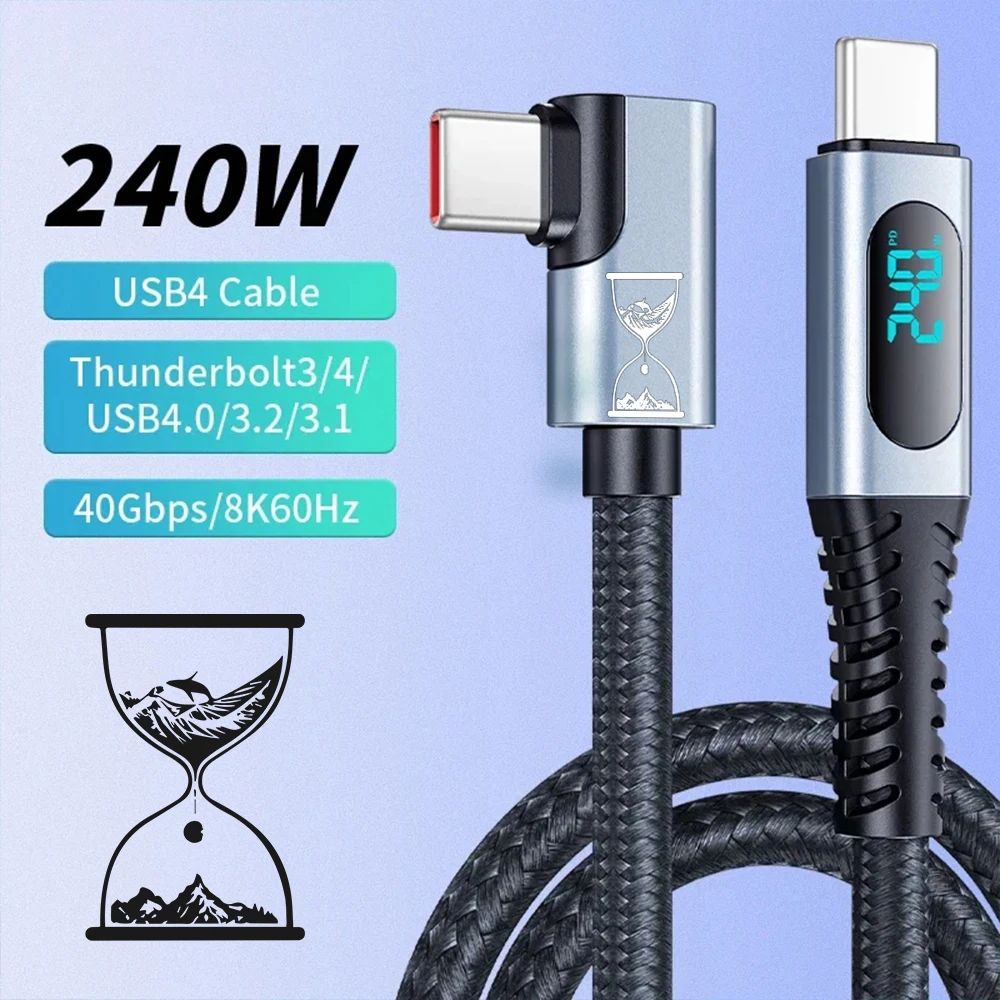 

EONLINE 3D Thunderbolt 4 USB4.0 40Gbps Type C to C Cable PD3.1 240W Fast Charge Cable 8K@60Hz for PS5 Nintendo Switch MacBook