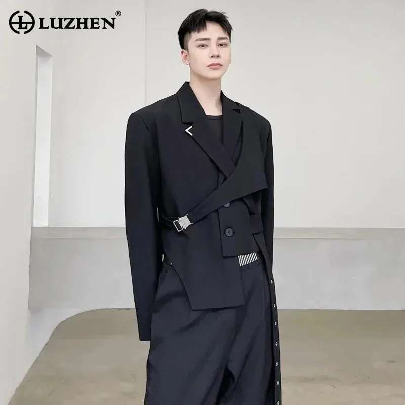 

LUZHEN Trendy Asymmetric Hem Design Blazer Coat 2024 Fashion Casual Original Men's High Street Jacket Free Shipping New 1f0d42