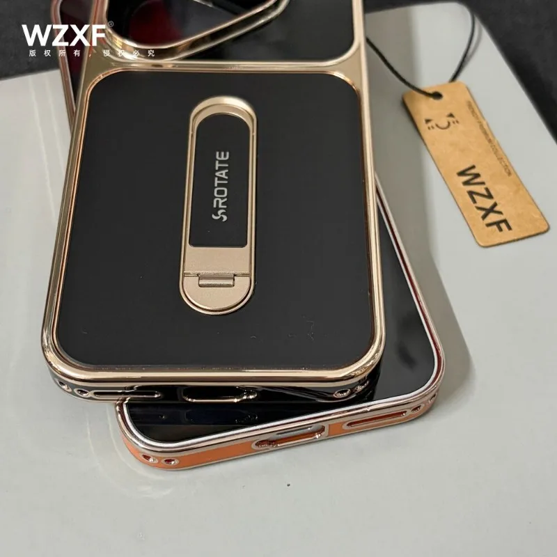 Electroplated PC Frame Lightweight Hard Case with Phone Holder and Non-Slip Design