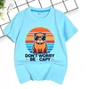 Boy Short Sleeve DON'T WORRY BE CAPY Funny Print Capybara T-shirt Crewneck Tee Tops for 2-15 Kids Value Cotton 2024 Summer New 1