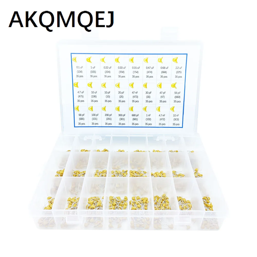 840 Pezzi 24 Specifiche Del Condensatore A Pietra Singola 0.1Uf-10Nf 1Uf 105 154 225 475 100Pf