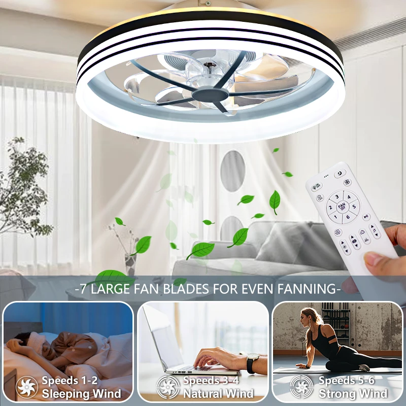 Smart LED Ceiling Fan Light Multifunctional RGB Music Ceiling Lamp Fan with Remote Control Mobile APP Control Room Fans