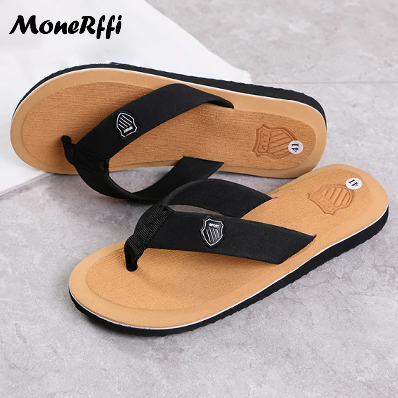 Flip Flops Casual Men Slippers Flip Flops Beach Sandals Summer Non-Slip Flat Slides Indoor House Shoes