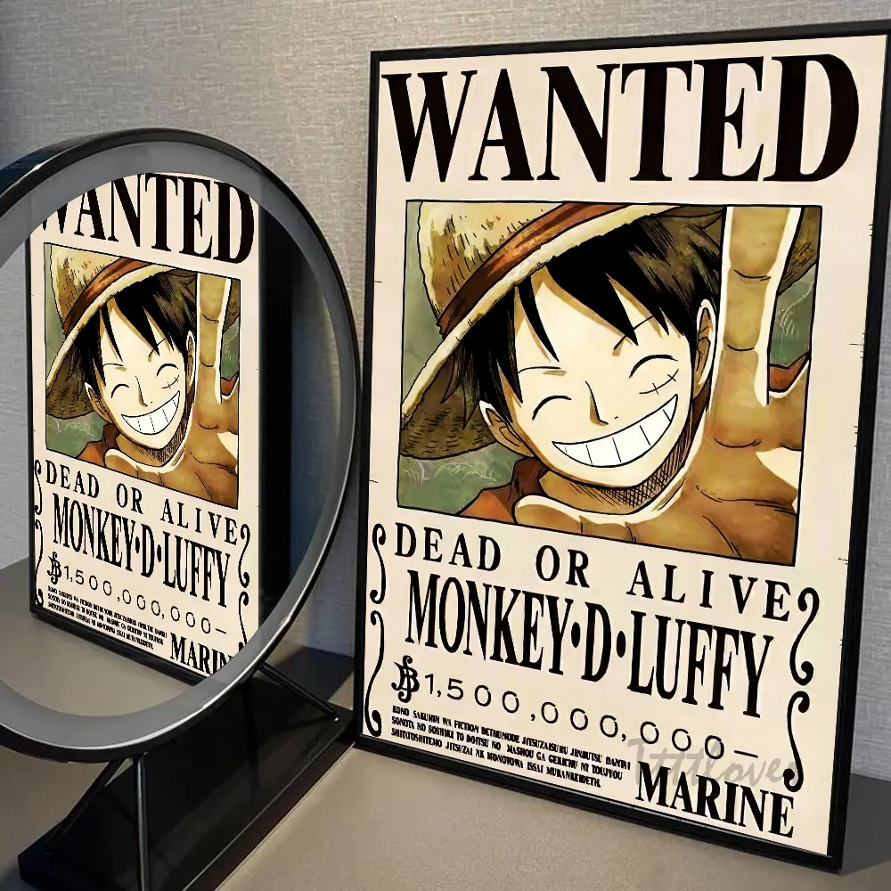 thumbnail image 1 of Póster de arte de anime retro de One Piece, pegatinas, murales de pared, decoración de sala de juegos, regalos, pintura en HD, 1 of 5