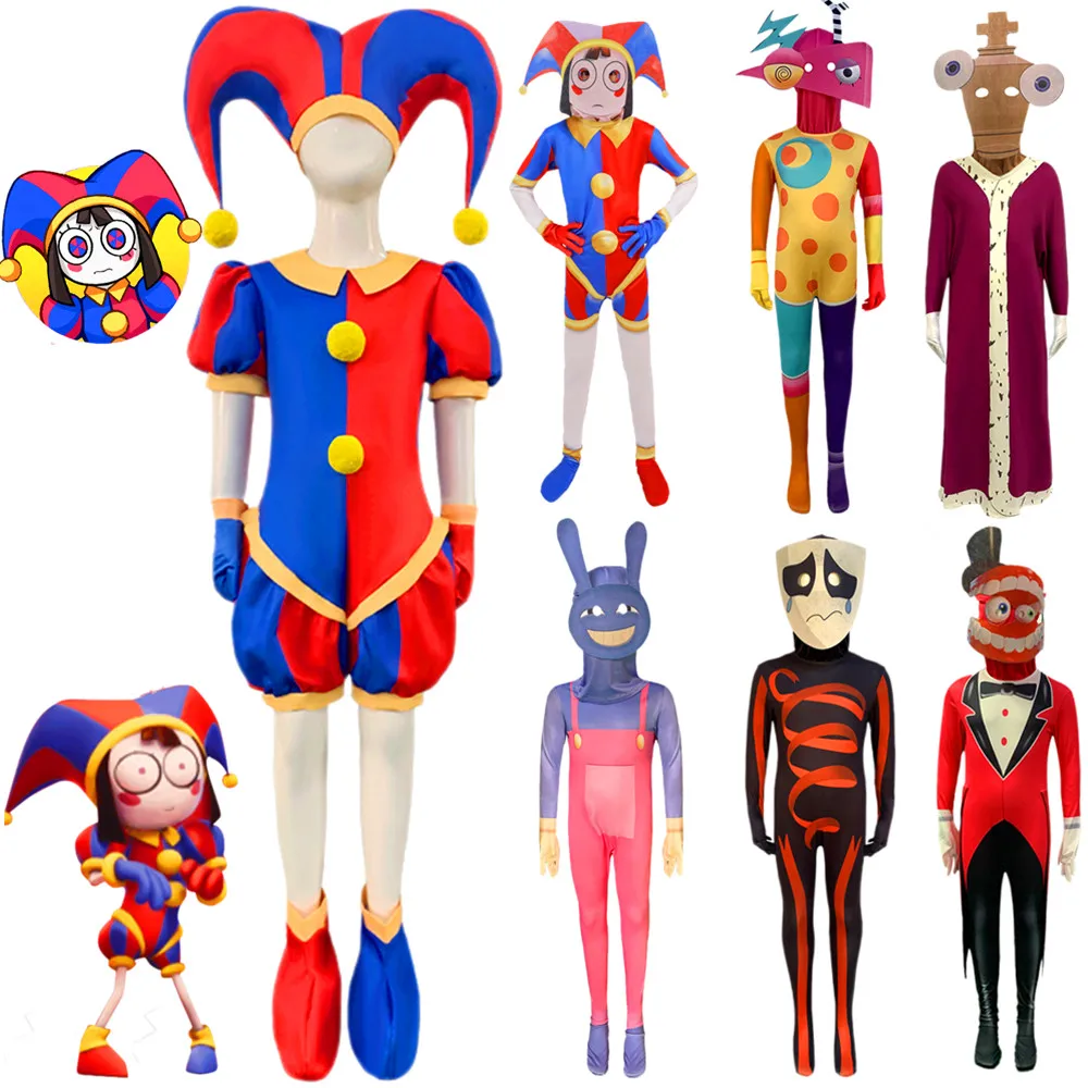 

Anime The Amazing Digital Circus Cosplay Bodysuit for Kids Adult Clown Pomni Role-play Dress Up Jumpsuit Halloween Party Costume