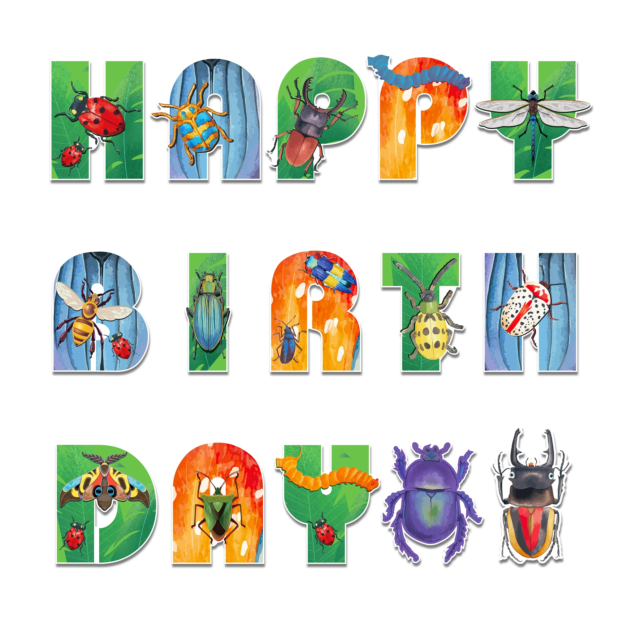 Spring Insect Dragonfly Cartoon Animals Happy Birthday Banner Wall Hanging Buntings Baby Shower Kids Birthday Party Decoration Party Decorations Birthday Banner Birthday Streamers