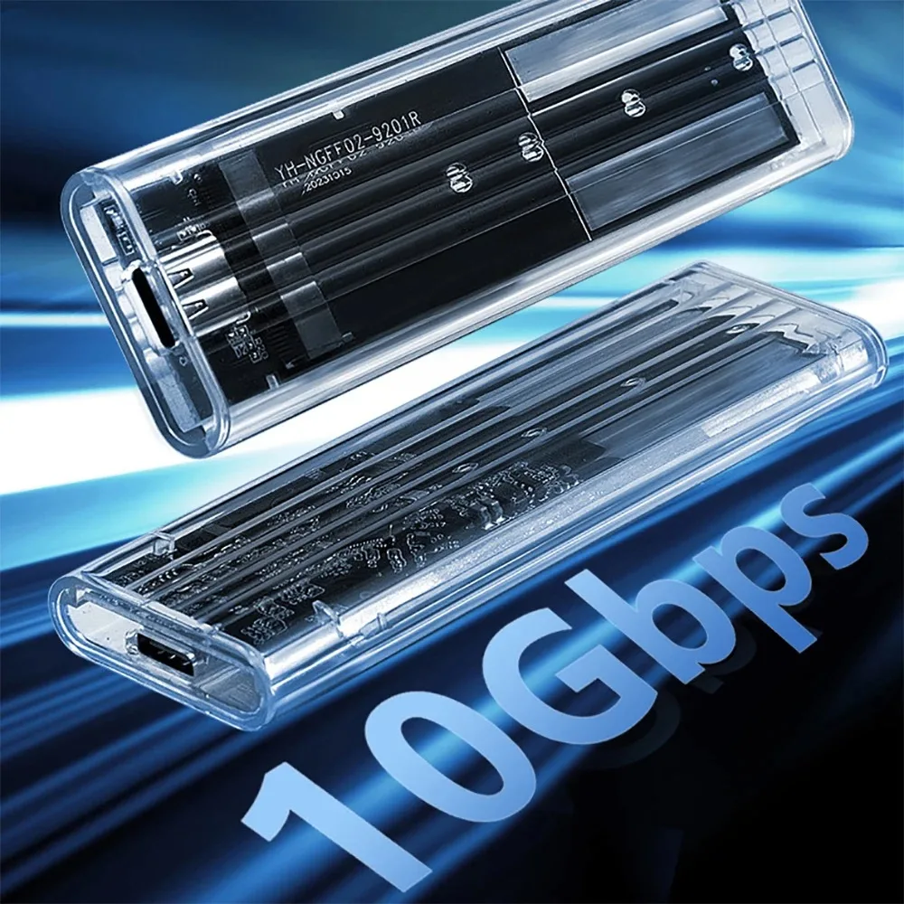 M.2 NVME PCIe NGFF SATA Dual Protocol SSD Case Clear USB Type C 10Gbps PCI-E M2 SSD Transparent External Enclosure Hard Disk Box external hard drive case,ssd enclosure,hard drive enclosure,hard disk case,external hard drive box,hdd case enclosure