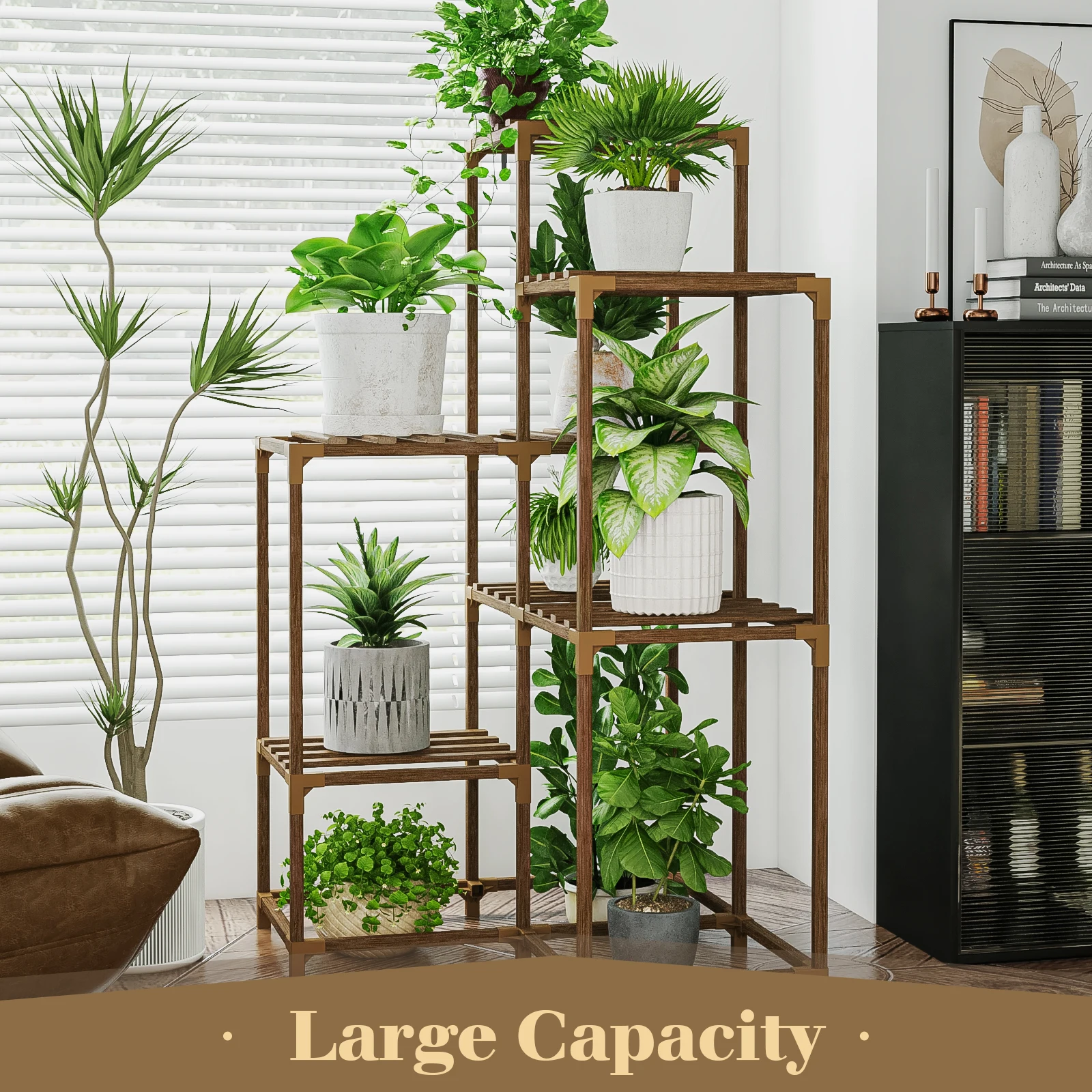 Bamworld Plant Stand Indoor Shelf Outdoor Corner Table 7 Pots Holder for Living Room Multiple Plants Patio Balcony Garden Decor 6