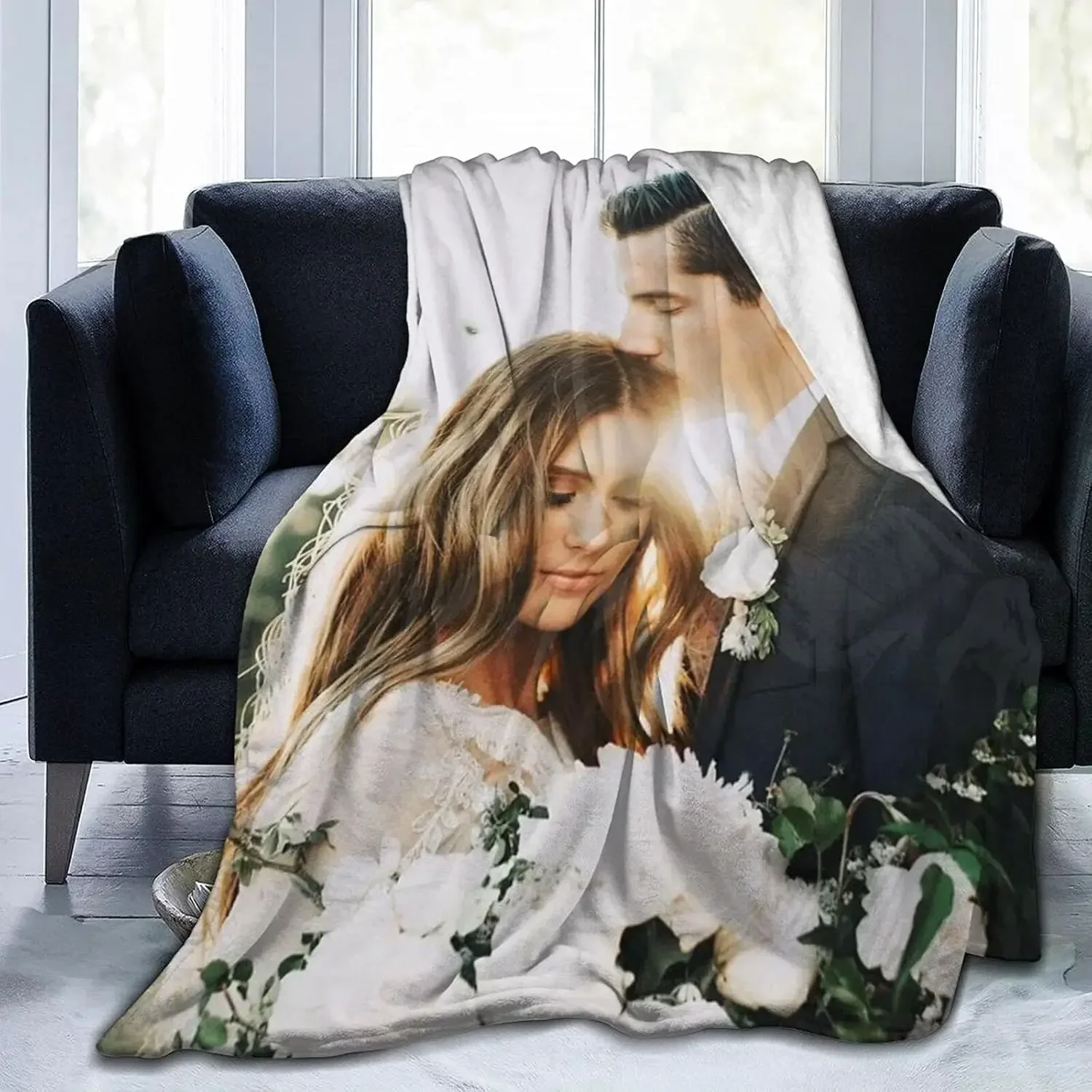 Custom Blanket with Photo,Personalized Flannel Blanket for Adults Children Birthday Christmas Father Mother Valentine's Day Gift 2