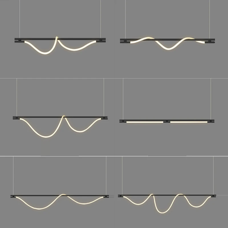 LED Dimmable Black Gold Chrome Music Notes Ceiling Chandelier Lighting New Trend Hanging Lamps Lustres For Living Room