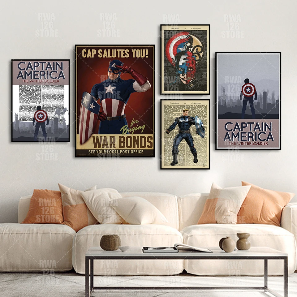 Endgame filme cartaz super-herói capitão américa homem de ferro pintura da  lona arte parede sala estar decoração casa