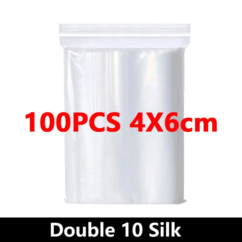 100Pcs Thicken Zipper Sealed Bags Clear Plastic Storage Bag for Small Jewelry Food Packing Reclosable Ziplock Sealing Bags