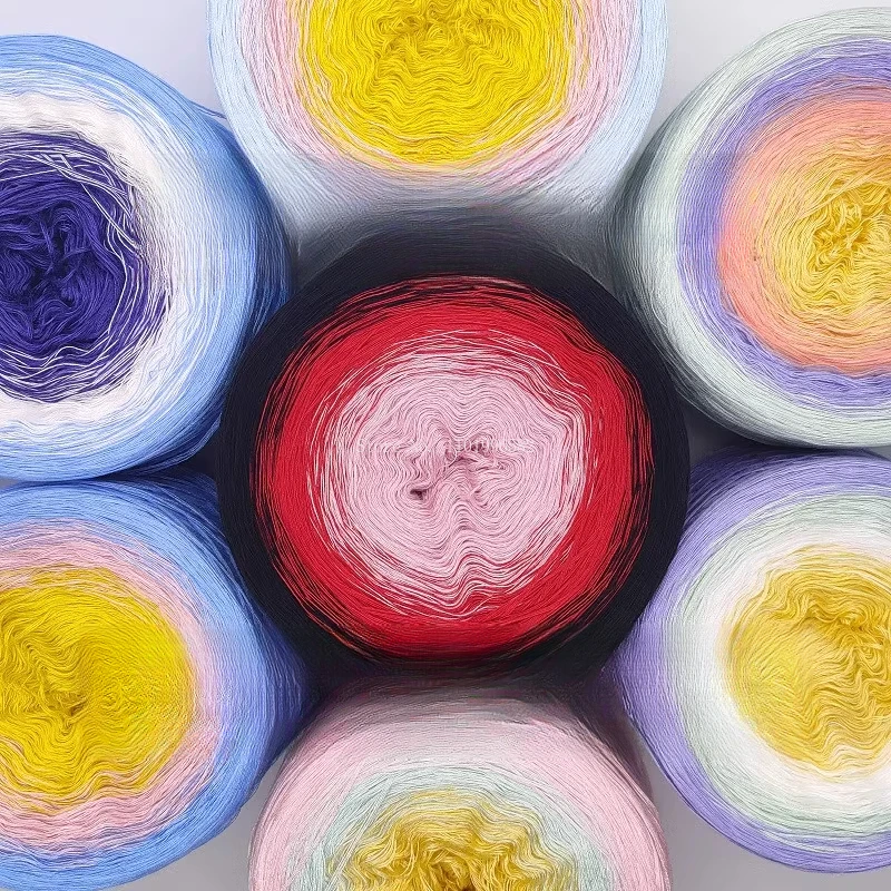 300g/ Ball Lace Cotton Gradient Rainbow Color Pure Cotton Wool Thread DIY Handwork Woven Spring/summer Sweater/shawl Materials 2