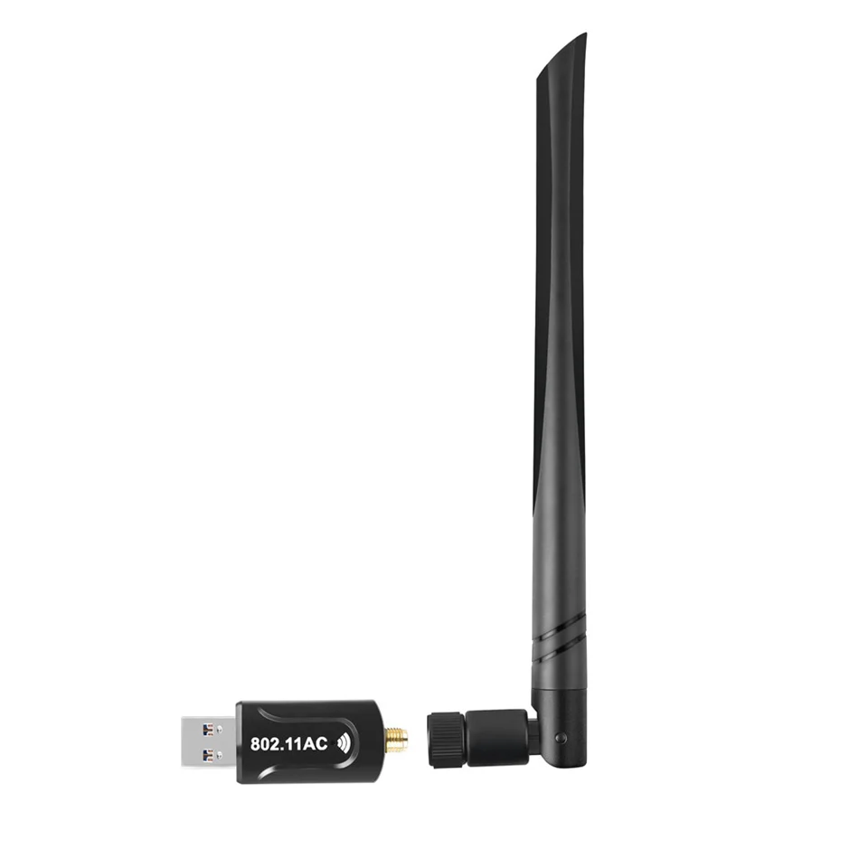 Wvmvv 1200 mb/s bezprzewodowy USB 3.0 Adapter WiFi odbiornik dwuzakresowy 5G i 2.4G 5dBi antena WI-FI klucz USB Adapter dla Windows PC Mac