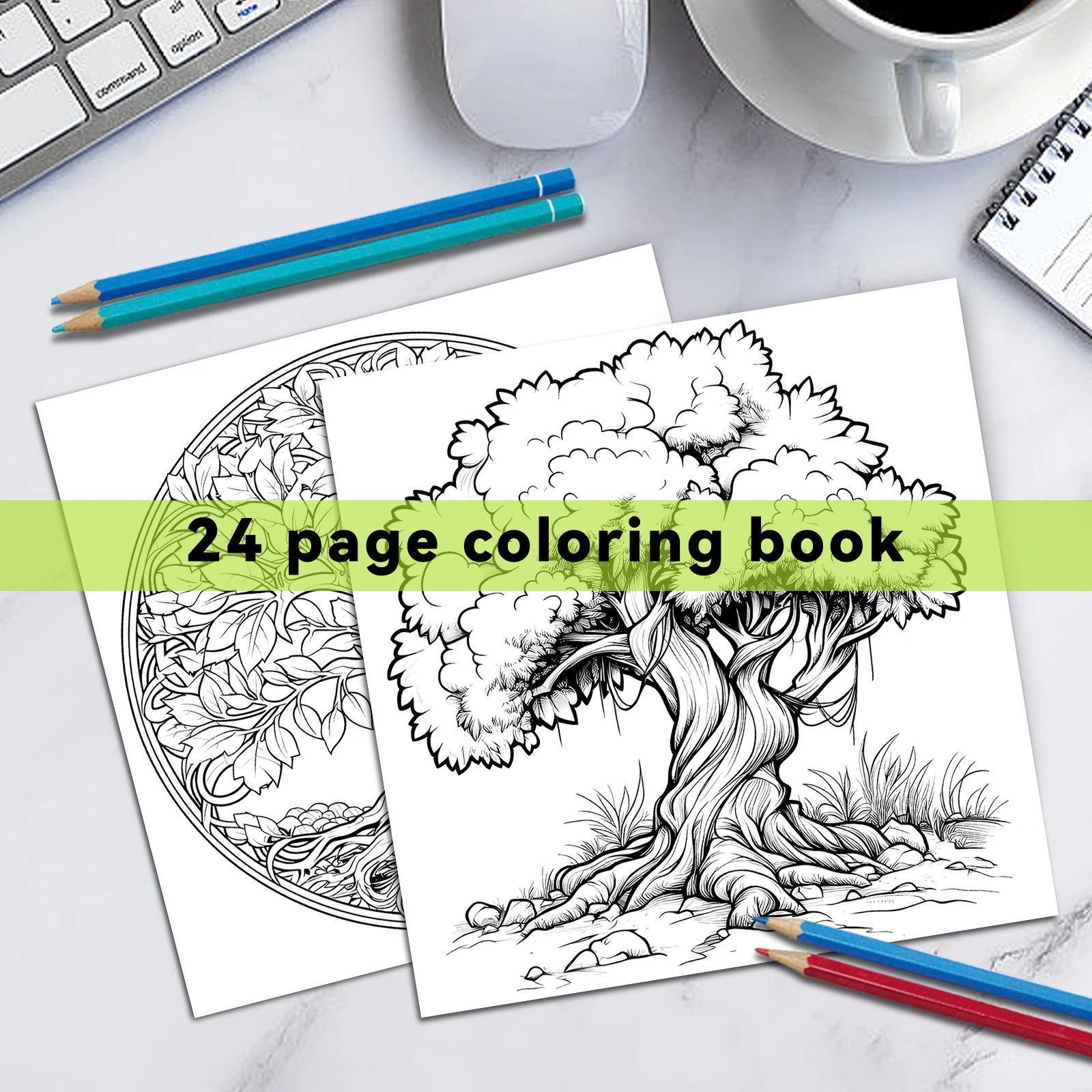 1Pc Magical Tree Coloring Book For Adults And Teens Featuring 24 Pages Graffiti Painting Drawing Gift For Holiday Birthday ﻿ 4