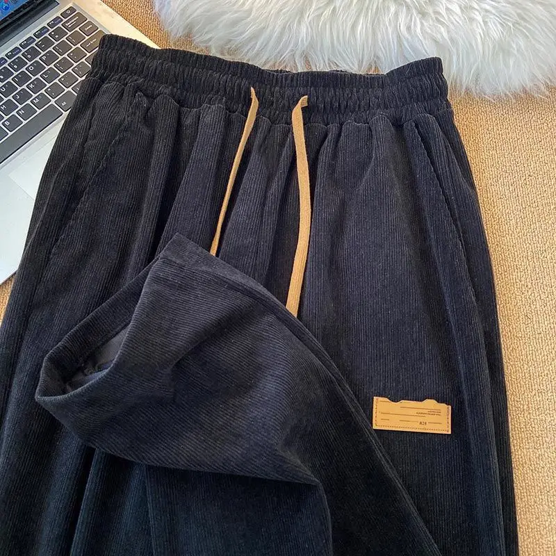 Autumn Winter KPOP Fashion Style Harajuku Slim Fit Trousers Loose All Match Sport Casual Pants Thickening Straight Leg Pants