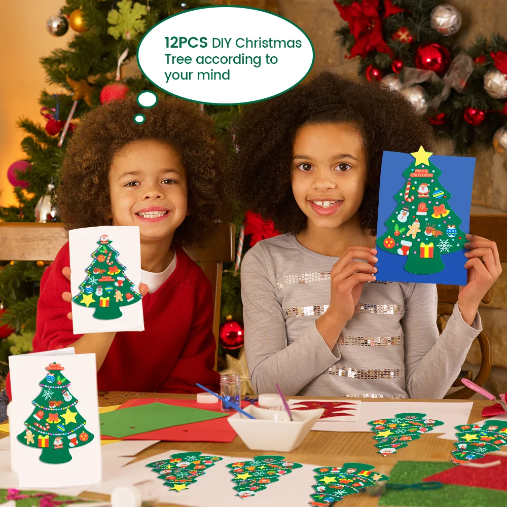 Montessori DIY Felt Christmas Tree Toys Set Toddlers Busy Board