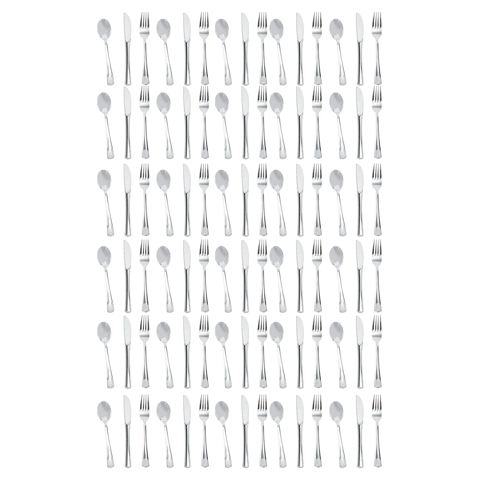 10set Silver Plastic Disposable Tableware Dessert Knives Forks Spoon Wedding Birthday Party Decoration Supplies Cutlery Set