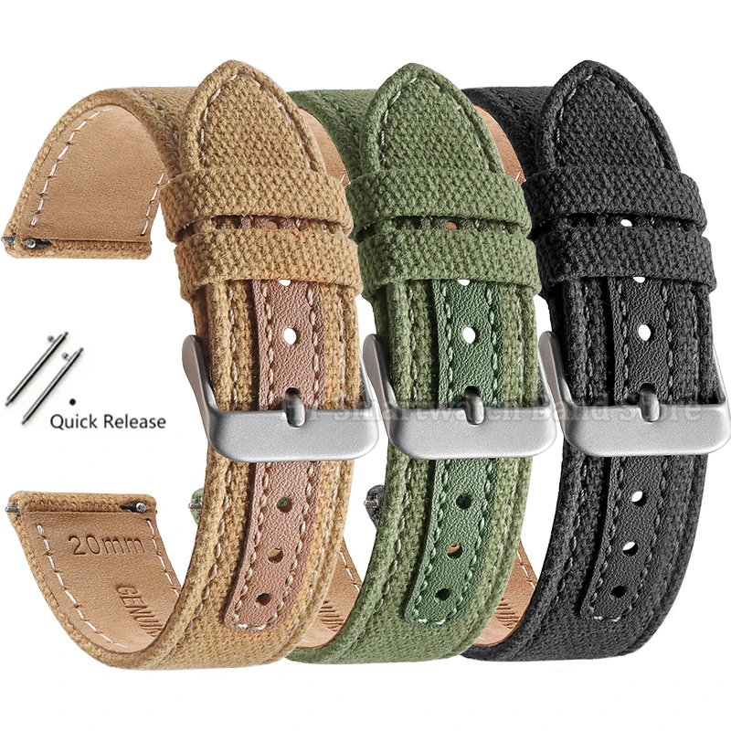 Premium Nylon Quick Release Watch Strap – 20mm/22mm Replacement Wrist Band in Classic Weave Design