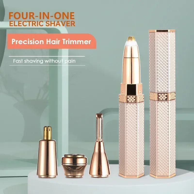 4 in 1 Electric Facial Hair Removal Painless Epilator Eyebrow Lipstick Shape Facial Sensitive Areas Bikini Depilator Body Shaver 3