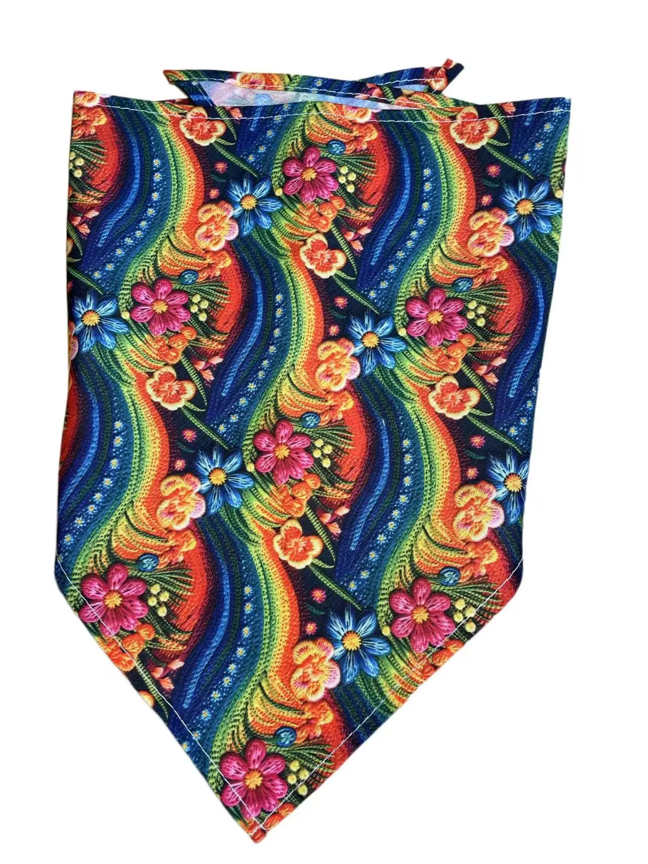 60pc/lot Cartoon3D Flower Rainbow Printing Puppy Cat Dog Bandanas Scarf Tie Handkercheif  Pet Accessories Grooming Products CH71 3