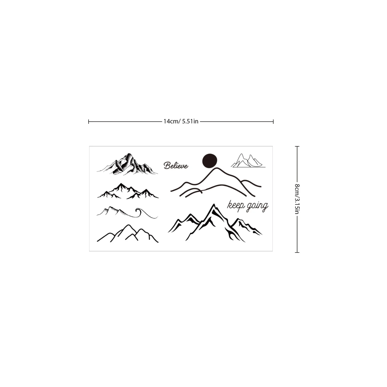Mountain Series Temporary Tattoo Stickers Body Art Fashion Women Men Wrist Arm Disposable Stickers Minimalist Fake Tattoo 2pcs