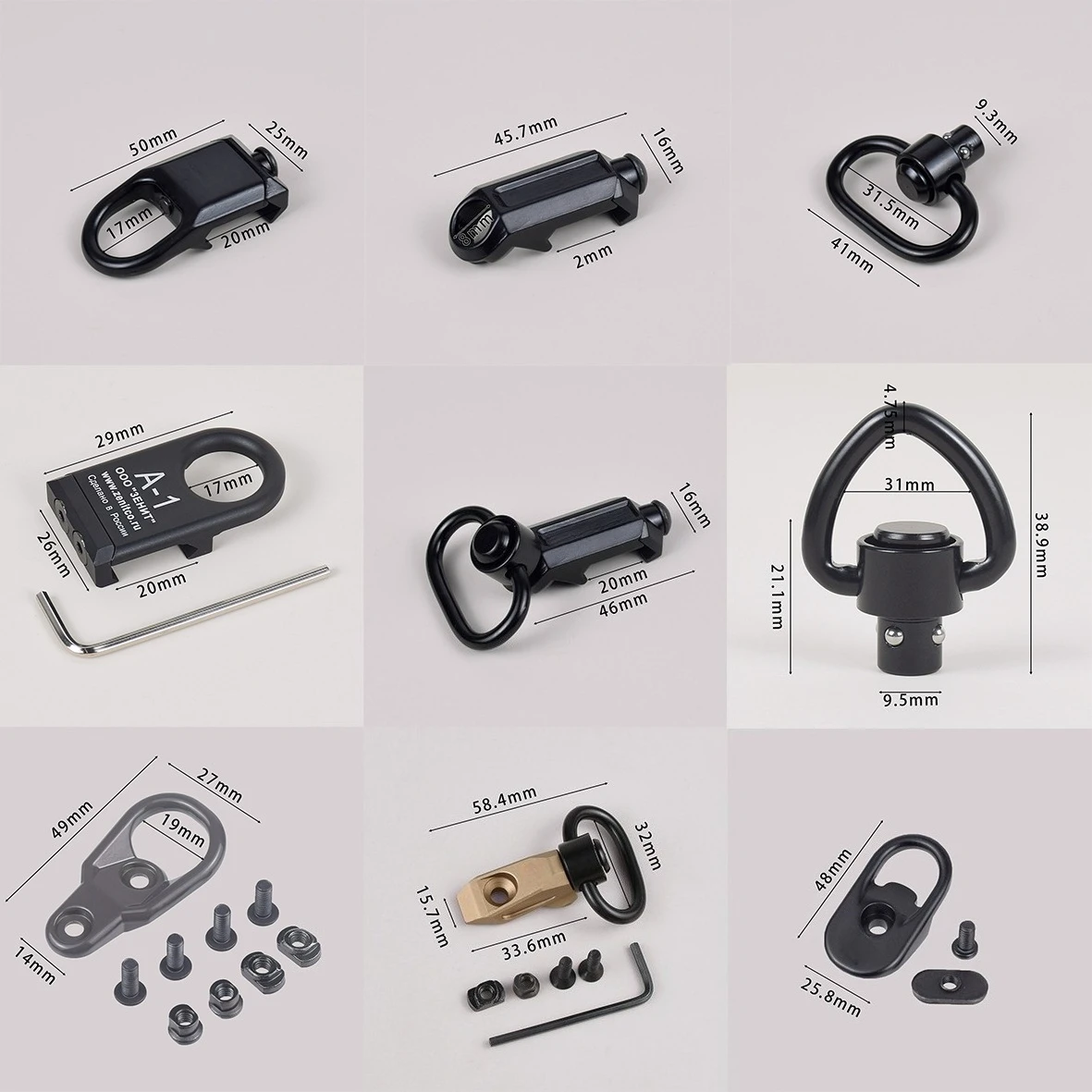 Tactical RSA Sling Swivel Mount GBB Paraclip Gun QD Rail Slings Strap Quick Detach Adapter Rifle Hunting Screws M4 M5 10mm/12mm sling swivel adapter sling swivel mount tactical sling adapter sling adapter sling attachment adapter