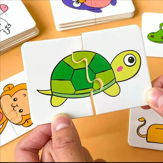 Montessori Toddler Puzzle Cards Toys for Kids Cognitive Fruit Animal Matching Puzzle Games Children Learning Educational Puzzle 4