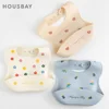 Baby Bibs Waterproof Soft Silicone Scarf Rocket Print Adjustable Bibs Burp Cloths Baby Feeding Aprons Kids Eating Accessories