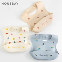 Baby Bibs Waterproof Soft Silicone Scarf Rocket Print Adjustable Bibs Burp Cloths Baby Feeding Aprons Kids Eating Accessories