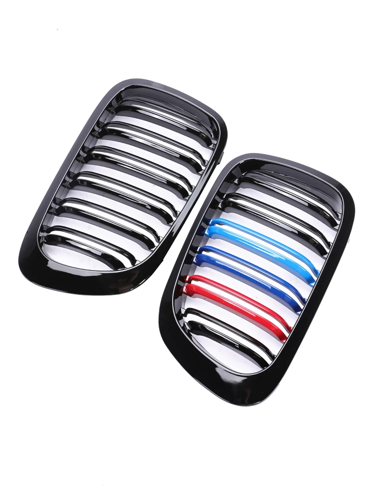 Front Grille 1 Paar Auto Front Nier Grills Gloss Black Dubbele Slat Hood Grill Voor BMW 3 Serie E46 2002-2005 Racing Grille Auto Vervanging Radiatorgrille