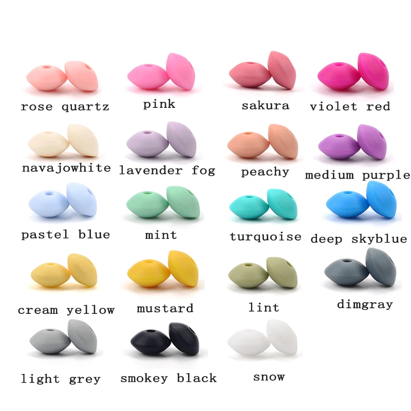 Silicone Teething Beads LOFCA 50pcs 12mm Silicone Lentil Beads Baby Teething Beads BPA-Free Food Grade Making Baby Oral Care Pacifier Chain Accessorise