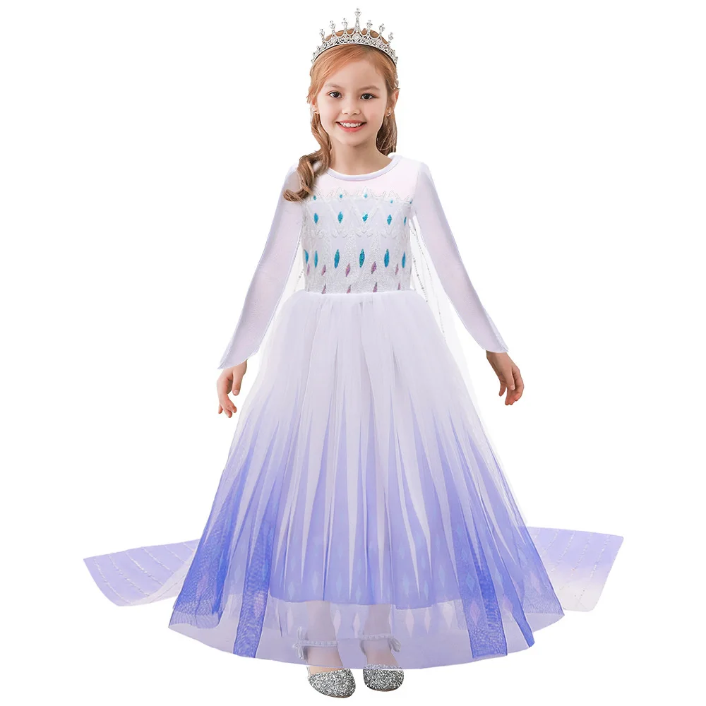 

Пышное Сетчатое платье с постепенным изменением шлейфа, платье принцессы Aisha Ice snow, платье для выступлений, платье с блестками