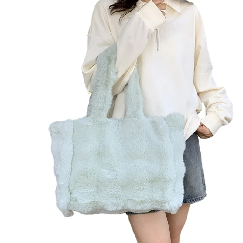 Plush Underarm Bag for Women, Plush Shoulder Bag Handbag Large Capacity Underarm Bag Shopping Bag for Autumn Winter