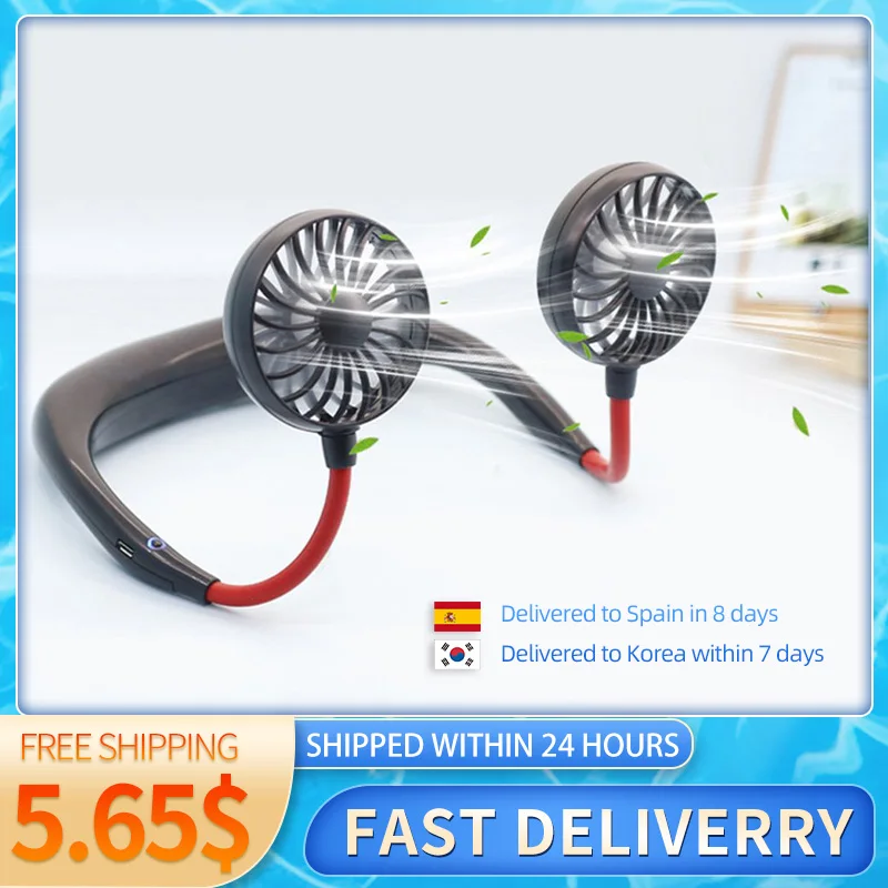 USB Charging Lazy Neck Fan Rechargeable Practical Wearable Sports Fan Convenient Outdoor Indoor Portable Fan new cooling neck fan portable usb bladeless electric fan office exercise convenient large wind speed lazy electric fan