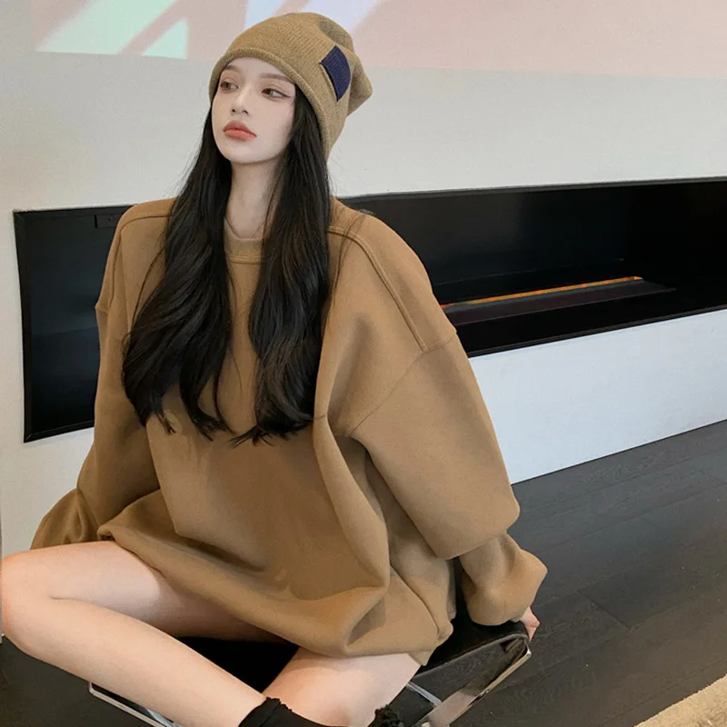 2023 Spring Autumn Sweatshirt Women New Fashion Loose Sweatshirt Fleece Thickened Vintage Clothes