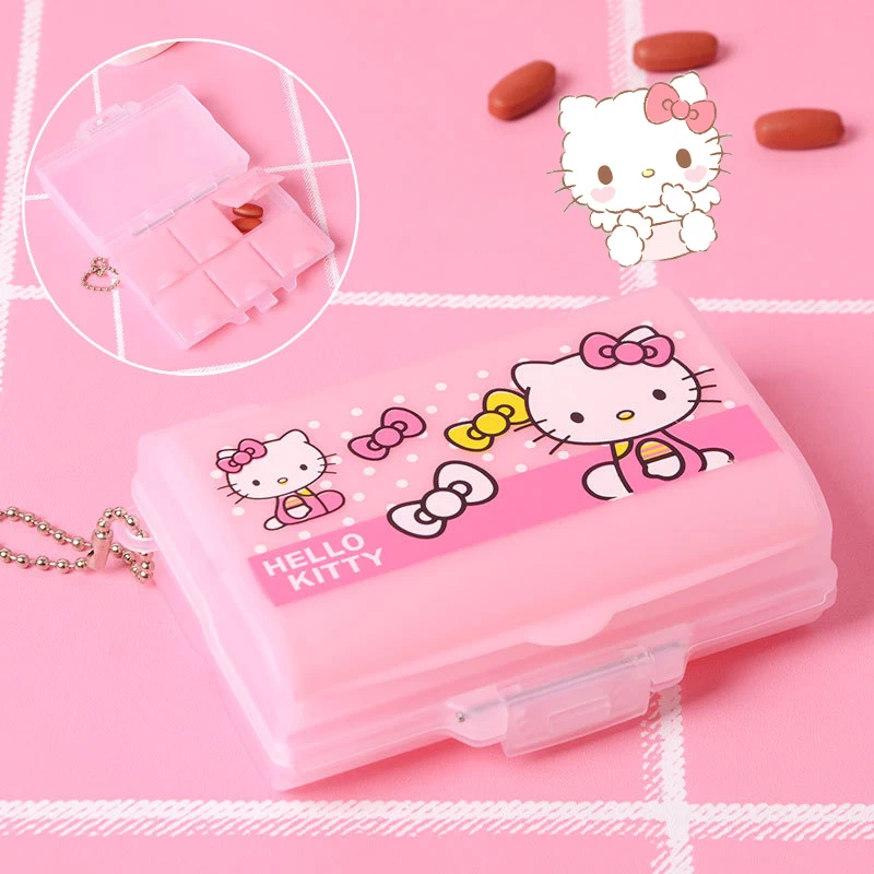 Kawaii Sanrios мультфильм Hello-Kitty аниме 7 слотов медицинская коробка для таблеток милый