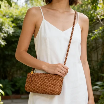 Borse a Mano in Pelle Intrecciata, Pochette in Pelle di Prima Qualità, Borsa a Tracolla Piccola