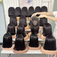 Perruque Bob en cheveux humains, densité 200%, Lace Frontal HD 13x4, courte et droite, pré-épilée, pour femmes noires 5