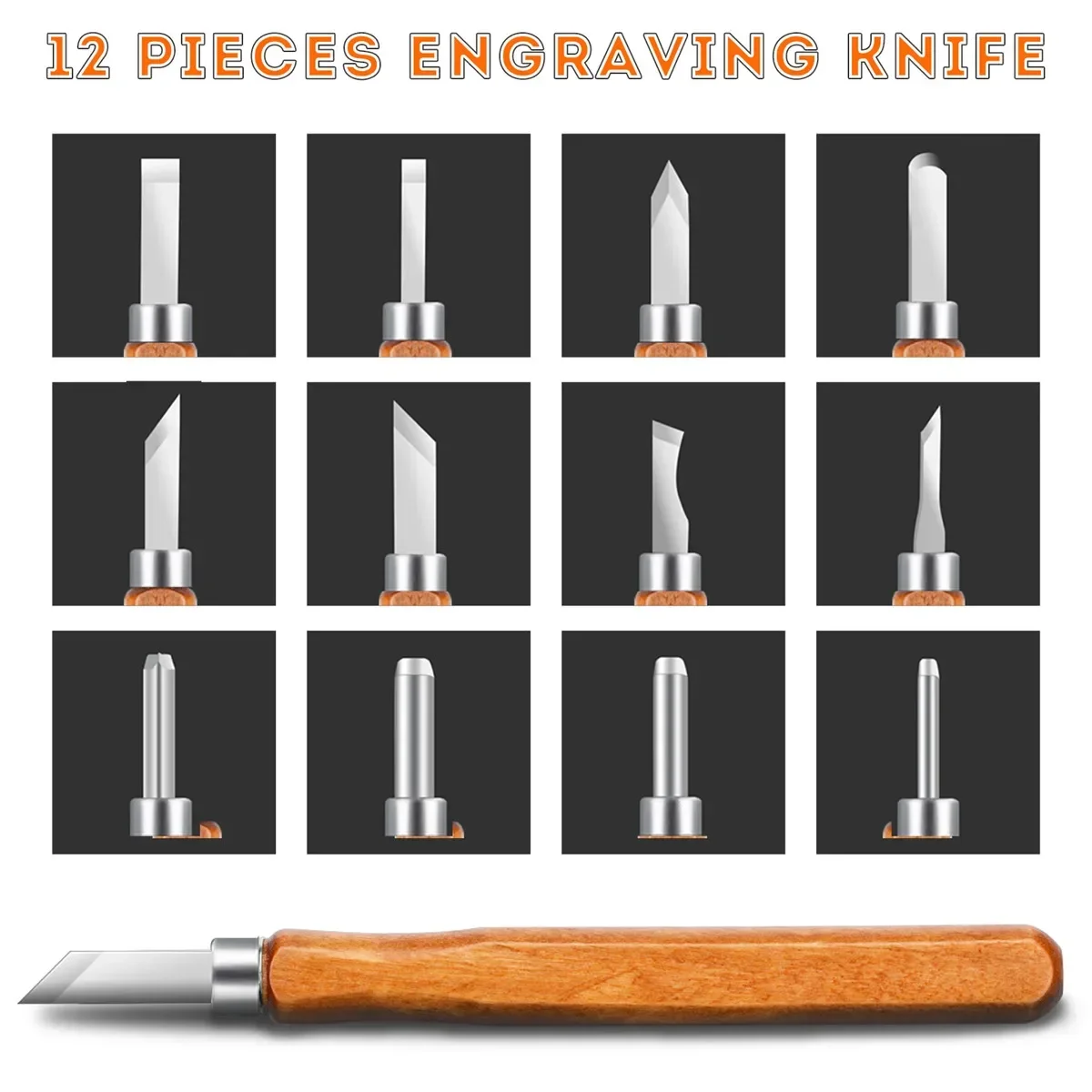 DIY 펜 목공 수공구 세트, 기본 세부 조각 목공 가우지, 전문 나무 조각 치즐 칼, 12 개