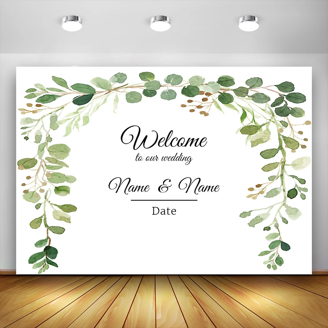 Wedding Party Banner Photography Backdrop Name Leaves Frame Backgrounds Photo Studio Bridal Bachelorette
