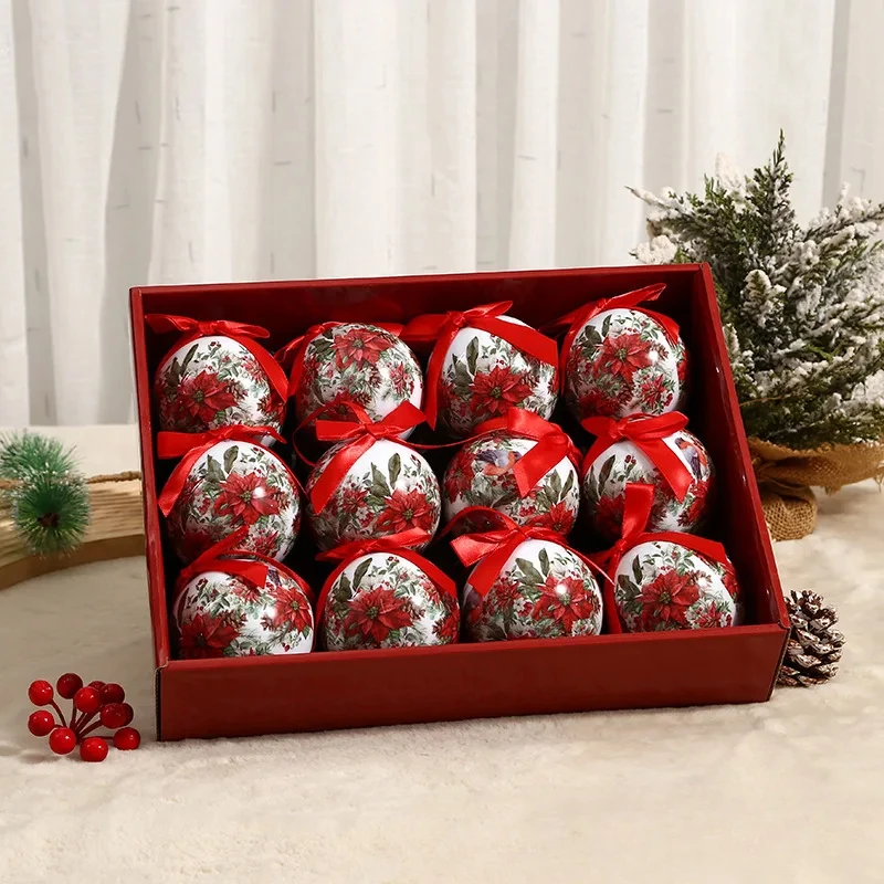 thumbnail image 1 of 12 piezas de adornos navideños de lujo de 8 cm con forma de bola, diseño de árbol de Navidad, decoración para fiestas, colgante de esferas navideñas de Año Nuevo 2024, 1 of 5