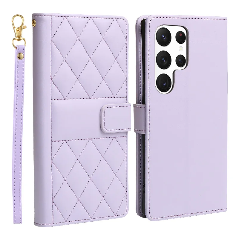 Phone Case With Strap Leather Wallet Flip For Samsung Galaxy_voghion.com