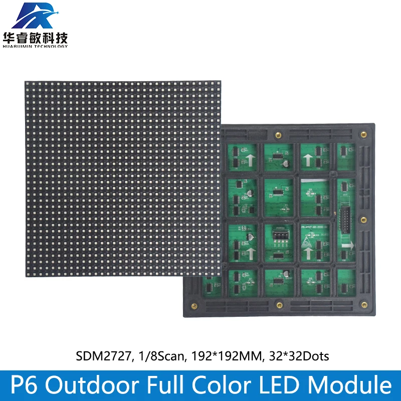 Outdoor P6 LED Sign Display Outdoor Full Color RGB Module Panel SMD3535 192*192mm Advertising Board 1/8Scan 32 x 32pixels